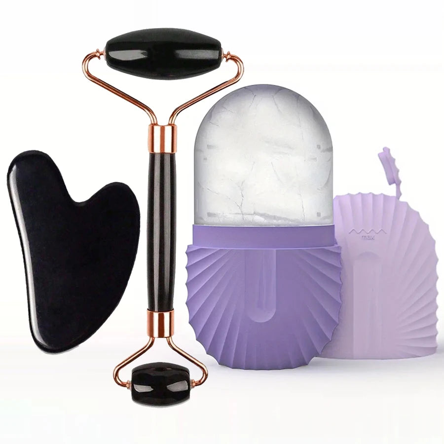 velvet Glow ice roller and gua Sha set