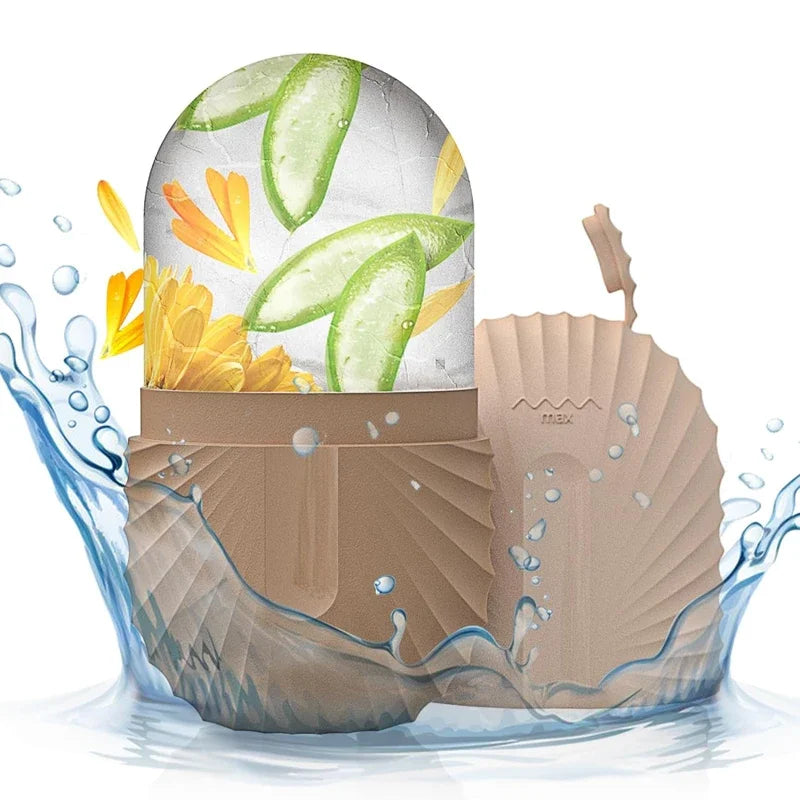 مدلك الوجه بالثلج – قالب سيليكون لصنع مكعبات الثلج لتدليك البشرة وتقليل انتفاخ العينين وشد المسام